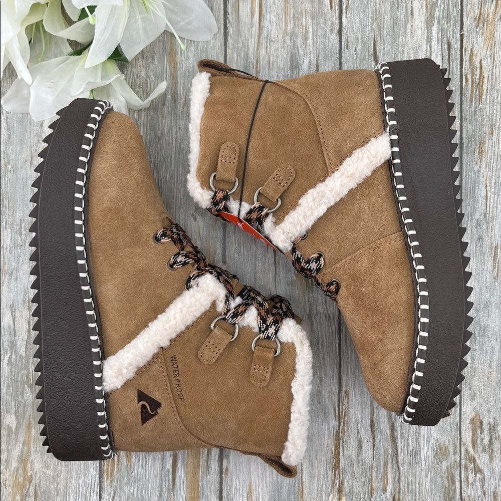Little Girls Platform Winter Leather Boots Shoes Size 2